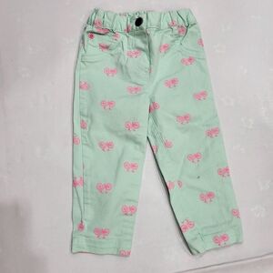 Carter's Girls 18M Snap Waist Jeans Pants with Pink Bicycles Mint Green
